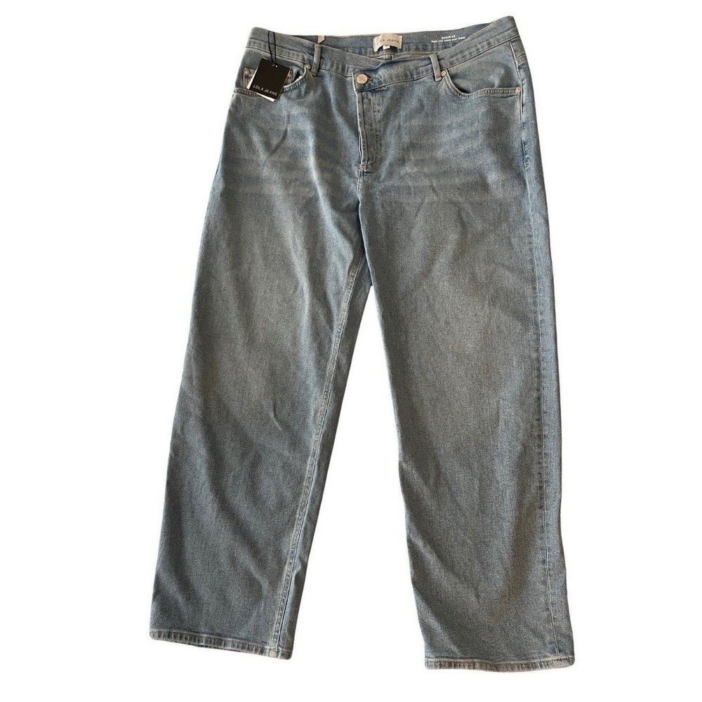 Lola Jeans Baker-LS High-Rise Cross Over Jeans Light Wash Blue Size 34/18 NEW